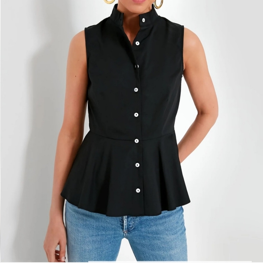 COPY - Black Paulina Top Pomander Place Sleeveless peplum hem Blouse XXL